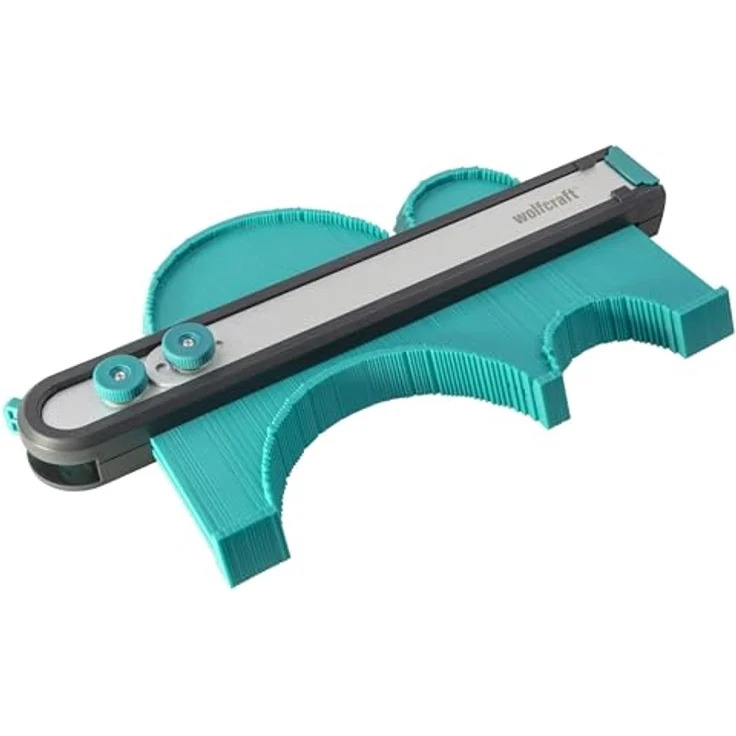 wolfcraft Konturenlehre PRO, breite Nadelschablone zum Abtasten und Übertragen von Schnittverläufen, 250 mm Breite, Teleskopschiene bis 700 mm, 168 Taststifte – Bild 1