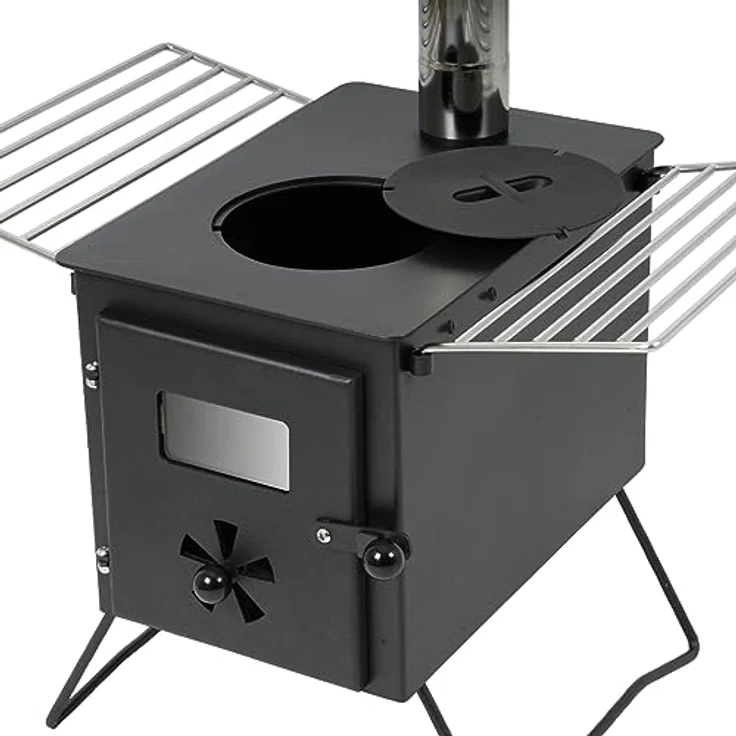 CampFeuer Zeltofen, 54 x 40 x 259,5 cm, vielseitige Zeltheizung und Kochstelle für Outdoor, inkl. Funkenschutzrohr und integrierten Zuluftregler – Bild 6