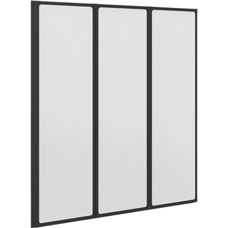 vidaXL Duschwand Schwarz, faltbare Duschabtrennung aus Aluminium, 132 x 2 x 140 cm, modern und pflegeleicht – Bild 1