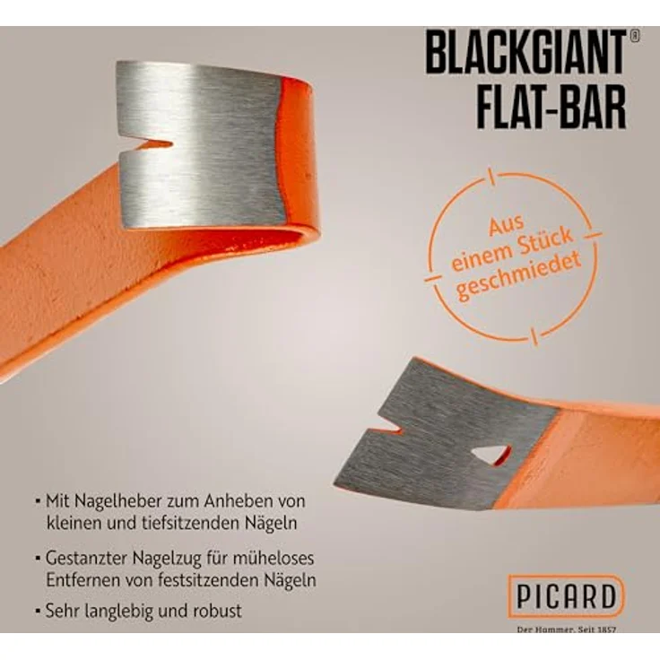 Picard BlackGiant TwinSet, Nageleisen mit flacher und präziser Form, 250 mm, geschmiedeter Spezialstahl – Bild 4