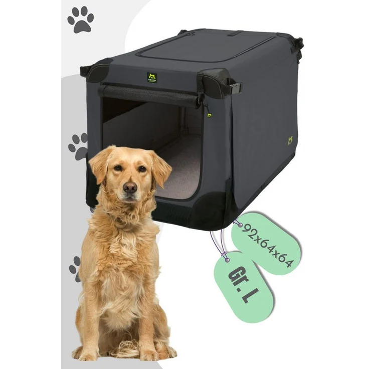 MAELSON Hunde-Transportbox Soft Kennel faltbare Hundebox / Tier Transportbox, strapazierfähiges Nylon, stabiler Stahlrahmen, verschiedene Größen, wasserabweisend, schwarz – Bild 1