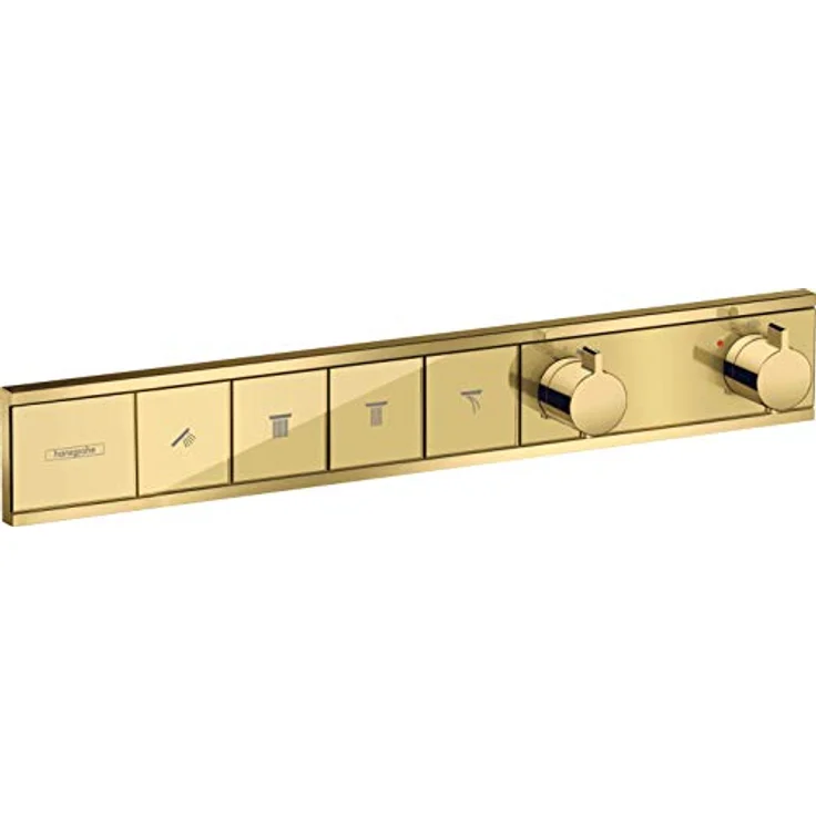 hansgrohe Unterputz Thermostat RainSelect, für 4 Funktionen, Polished Gold Optik, mit Sicherheits-Funktionsfreigabe und präziser Temperaturregelung – Bild 1