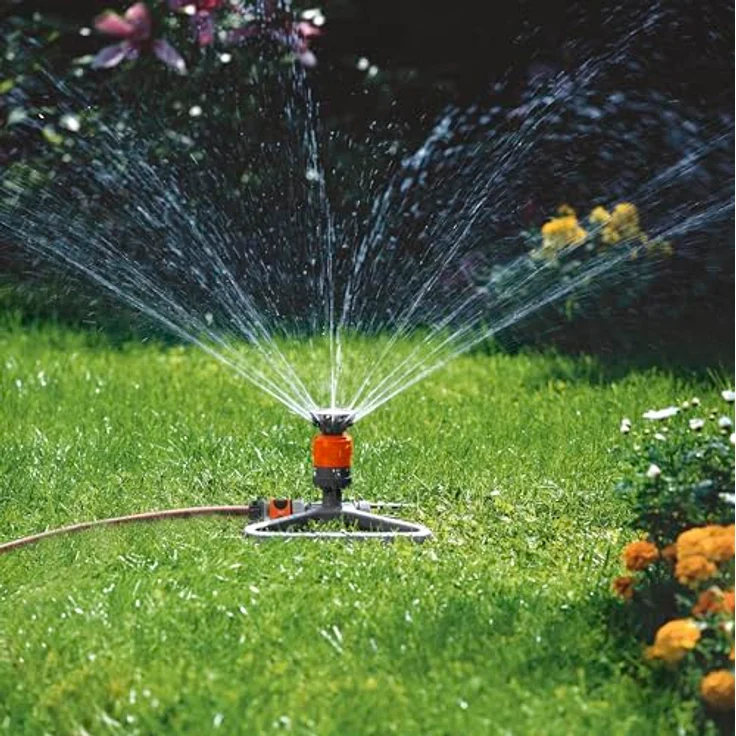 GARDENA Comfort Kreisregner Vario: Sprühregner für gleichmäßige Beregnung, Flächen bis 225 m², Wurfweite 8.5 m, 7-stufige Sektoreneinstellung von 90 - 360 Grad, stabiler Kunststoffschlitten (1948-20) – Bild 3