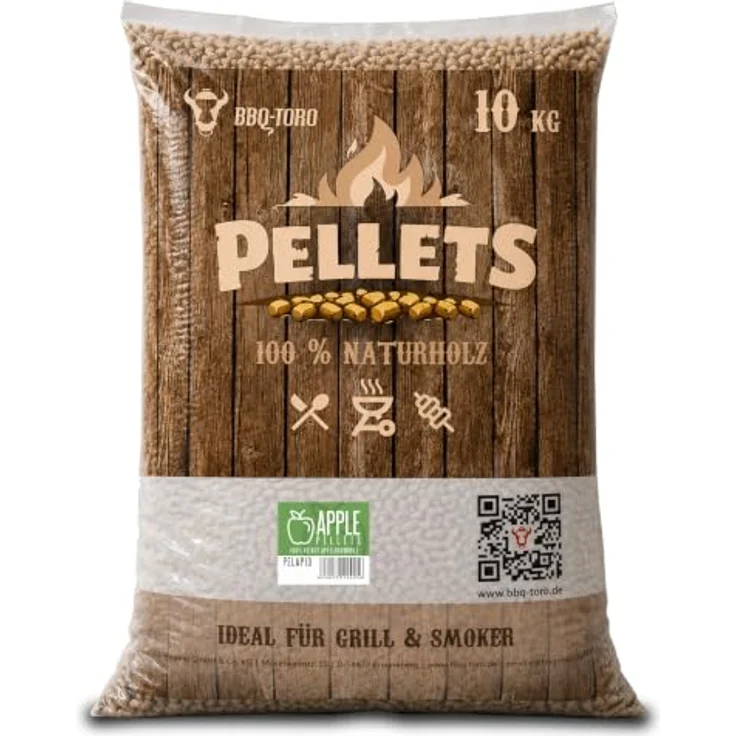 BBQ-Toro Grillpellets Apfel, 100% Apfelbaumholz, 10 kg, für Grill, Smoker und Pellet-Pizzaofen – Bild 1