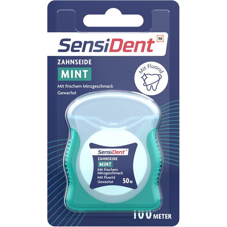 Sensident Zahnseide mint mit Fluorid, gewachst, 100m