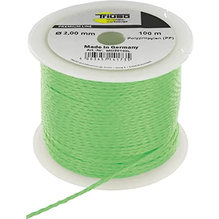TRIUSO PP Leucht Maurerschnur 2,0mm x 100m grün-fluoreszierend