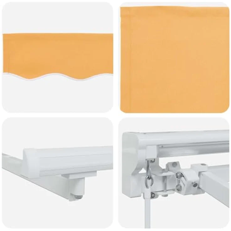 vidaXL Manuell einziehbare Markise, 4,5 × 3 m, wetterbeständiger Polyesterstoff, Sandfarben, pulverbeschichtetes Aluminiumrahmen – Bild 6
