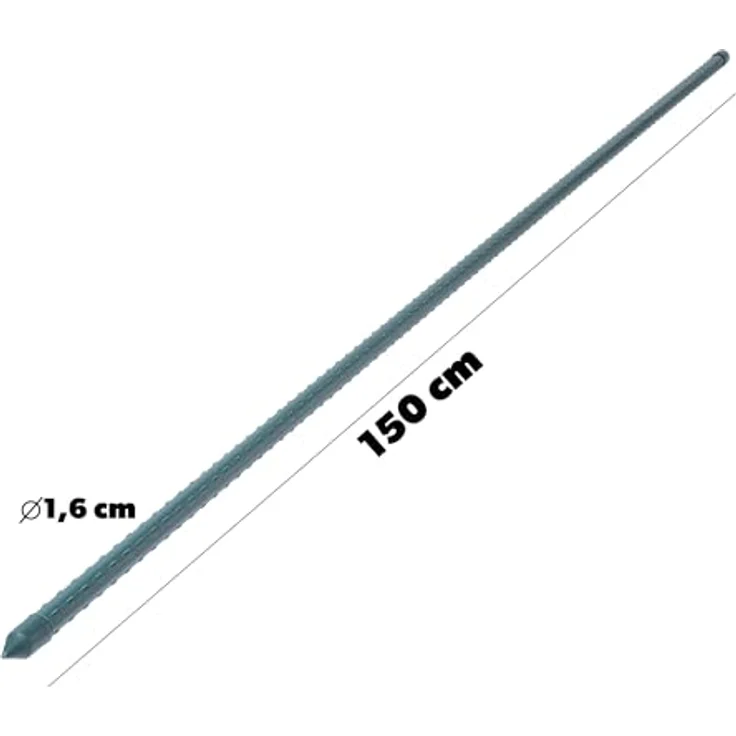 KADAX Pflanzstäbe 150 cm x 16 mm, 15er Set – Wetterfeste Stütze aus beschichtetem Stahl für Gartenpflanzen, stabil und rostresistent – Bild 2