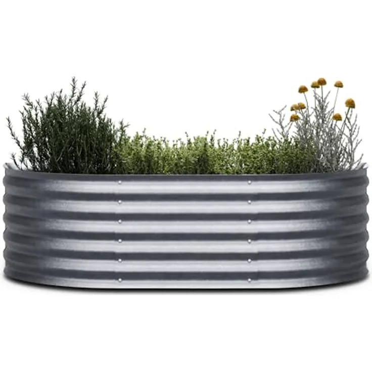 blumfeldt High Grow Extended Hochbeet - 300-l-Hochbeet aus Galvalume-Stahl, Rost- und Frostsicher, 150 x 60 x 43 cm, Halbrundes Design, Garten, Blumen, Gemüse, Einfache Montage
