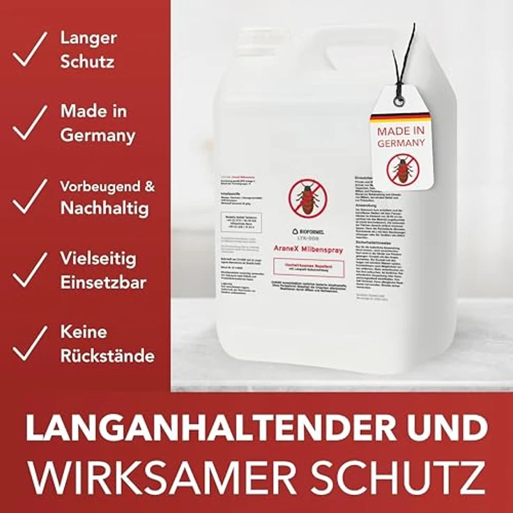 Bioformel LTK-008 Milbenspray, 5L Anti-Milben-Spray mit Langzeitwirkung für Matratzen, Textilien, Polster & Bett, hochwirksam gegen Hausstaubmilben und Bettwanzen – Bild 5