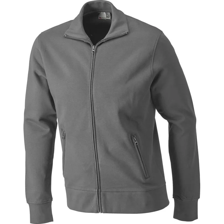Promodoro Arbeitsjacke, Men's Sweatjacke schmale Passform, flauschige Innenseite, verstärkte Schulternähte, Größe L, steel grey