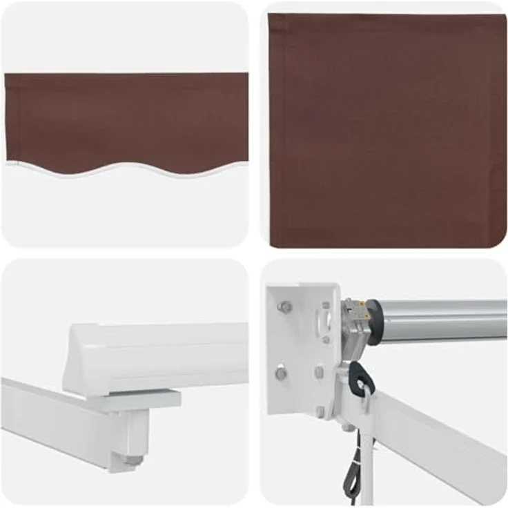 vidaXL Elektrische ausziehbare Markise, 3,5 x 2 m, braun mit LED und Wettersensor – Bild 6