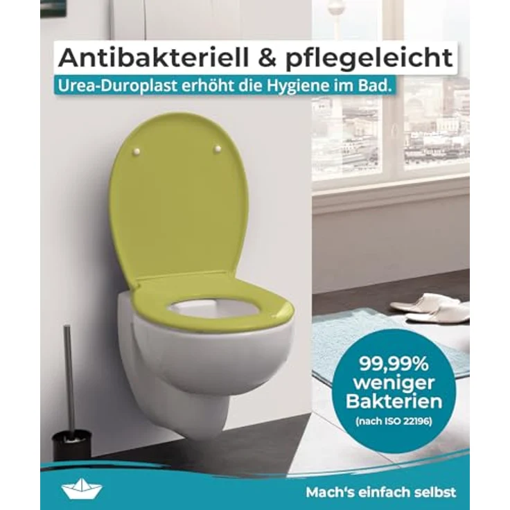 Calmwaters WC Sitz Premium 26LP6228, Oliv-Moosgrün mit Absenkautomatik, antibakteriell, abnehmbar, Duroplast, 250 kg Tragkraft – Bild 6