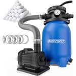 monzana Sandfilteranlage MZPP100, 5000 L/h, für Pools bis 20.000 L, inkl. Filterbälle, 7-Wege-Ventil, schwarz/blau
