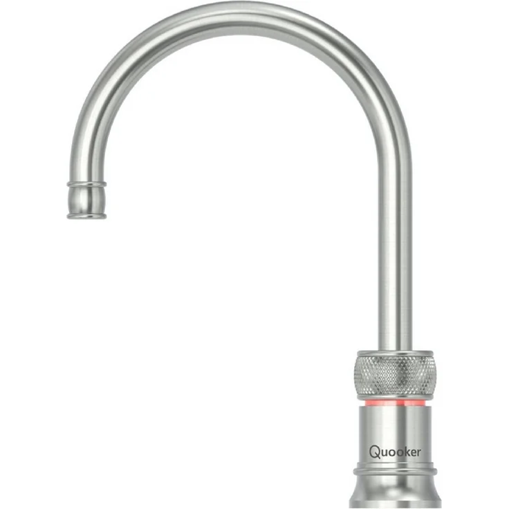 QUOOKER Classic Nordic Round Single Tap, Kochend-Wasserhahn PRO3 mit 3L Reservoir, Voll-Edelstahl, inkl. 7 Jahre Garantie