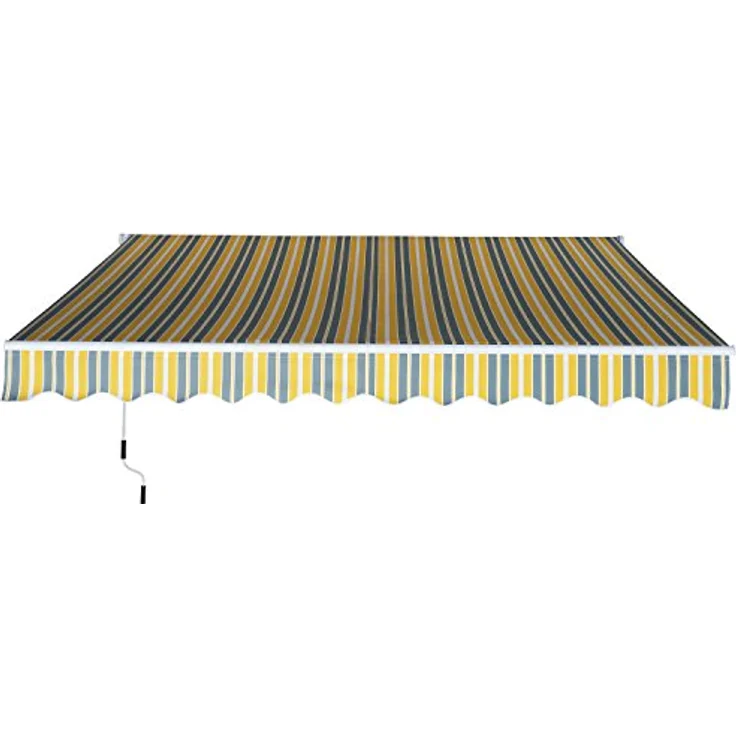 Outsunny Markise Gelenkarmmarkise Sonnenschutz mit Handkurbel 3,5 x 2,5m Gelb Grau Alu Polyester – Bild 5