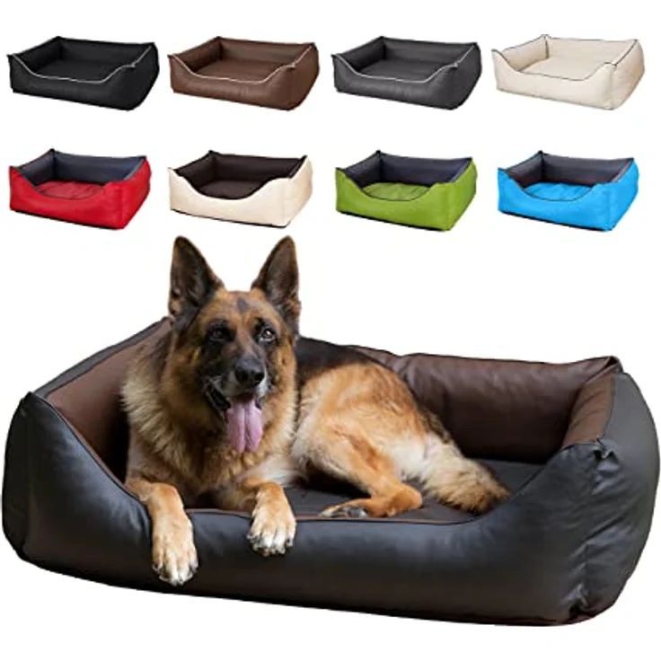 CopcoPet Rocco Orthopädisches Visco Hundebett Hundesofa Wendebett Kunstleder S 70x55cm Dunkelbraun, Wasser- und schmutzabweisend, mit erhöhtem Rand (35 cm) – Bild 2