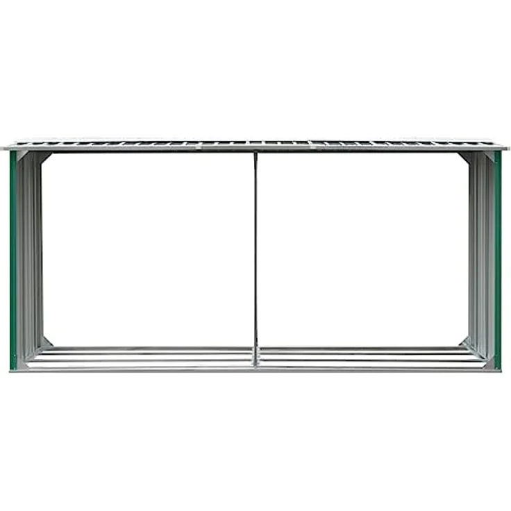 vidaXL Brennholzlager Kaminholzunterstand Brennholzregal Kaminholzständer Verzinkter Stahl 330x92x153cm Grün – Bild 3