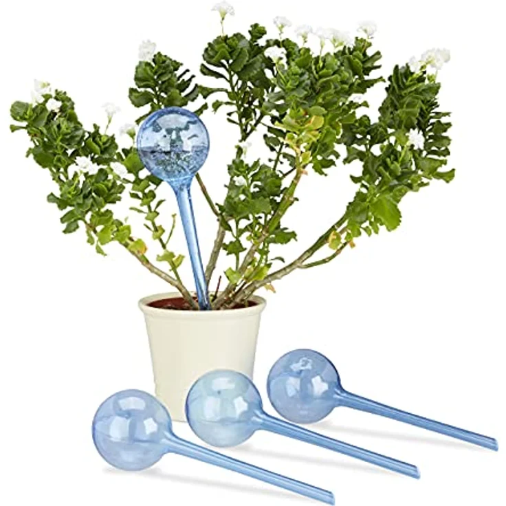 relaxdays Bewässerungssystem Tropfer, 8 x Bewässerungskugeln, blau, bis zu 2 Wochen automatische Pflanzenbewässerung – Bild 1
