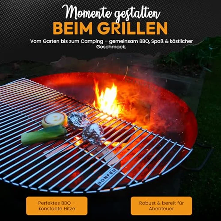 BonFeu BonGrill 1/2 Feuerschale Ø100, Grillrost aus robustem Stahl für vielseitiges Kochen im Freien – Bild 6