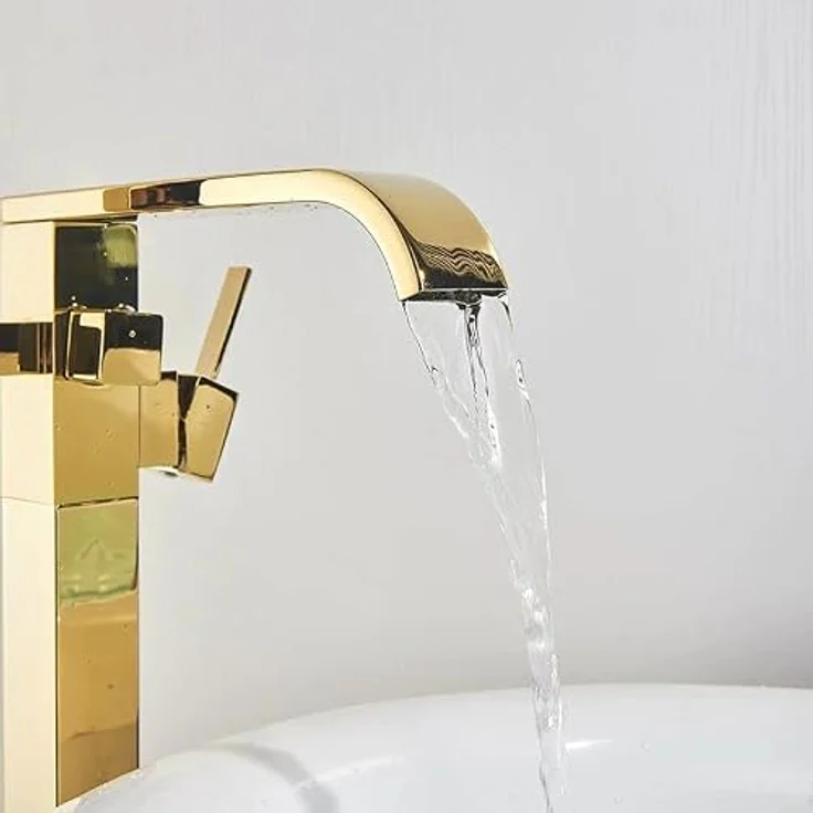 Rea Badewannenarmatur CARAT GOLD Einhebel Wannenarmatur mit Handbrause, Messing, bodenstehend, gold – Bild 4