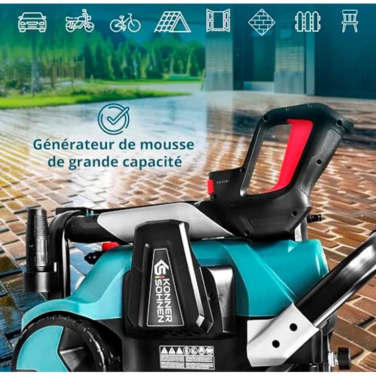 Könner & Söhnen Hochdruckreiniger KS PW160HV, 160 bar max. Druck, 336 l/h Fördermenge, Auto-Start/Stopp-System, 8 m Hochdruckschlauch, Aluminiumgehäuse – Bild 7