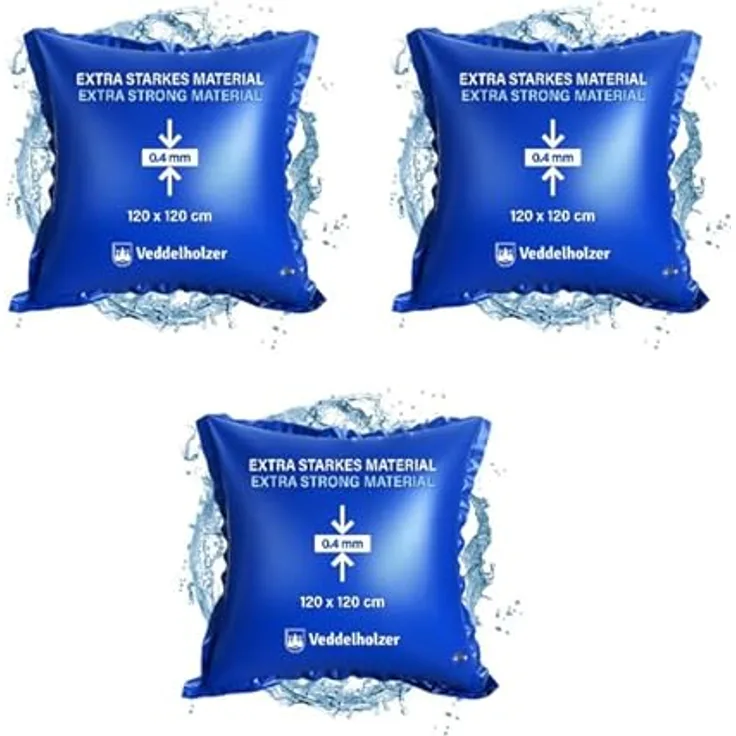 Veddelholzer 3Mal XXL 120 x 120 cm Luftkissen Poolkissen Winter zur Poolabdeckung Perfektes Pool Zubehör Pool Wintermittel zur Pool Überdachung Abdeckung im Winter und bei schlechtem Wetter