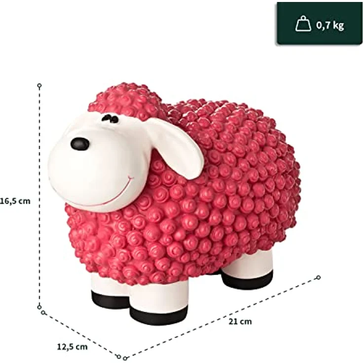 VERDOBA Mini Deko Schaf Molly, wetterfestes pinkes Deko-Schaf für den Garten, 21 cm groß, robust und frostbeständig – Bild 2