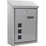 Profirst Mail PM 760 Briefkasten Edelstahl Silber Zylinderschloss 2 Schlüssel Sichtfenster Namensschildhalter Wandbriefkasten inkl. Befestigungsmaterial