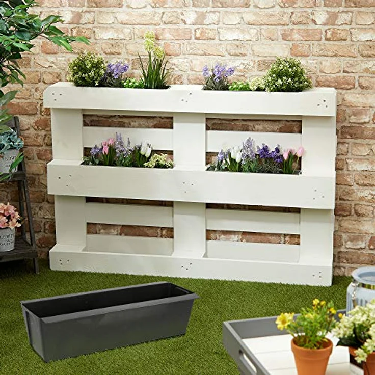 Cepewa Pflanzkasten passend für Europaletten 12er Set aus Kunststoff Pflanzkübel Breite 38 cm (1 x 12er Set Pflanzkasten B38cm) – Bild 4