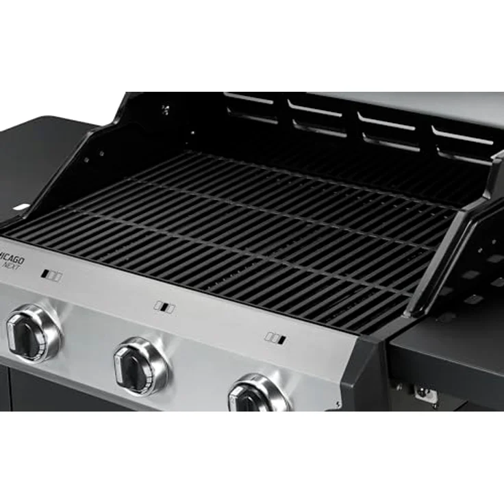 Enders® Gasgrill Chicago Next 3, 3-Edelstahlbrenner, doppelwandige Garhaube, Gussrost, 2 abklappbare Seitenablagen, integriertes Thermometer, 9,6 kW #89396 – Bild 3