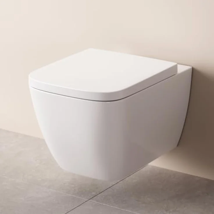 AM.PM CGA1901PSC, Tiefspül-WC wandhängend mit Spülrandlos-Technik und AquaSpin, inklusive Duroplast-Toilettensitz mit Absenkautomatik, weiß – Bild 2