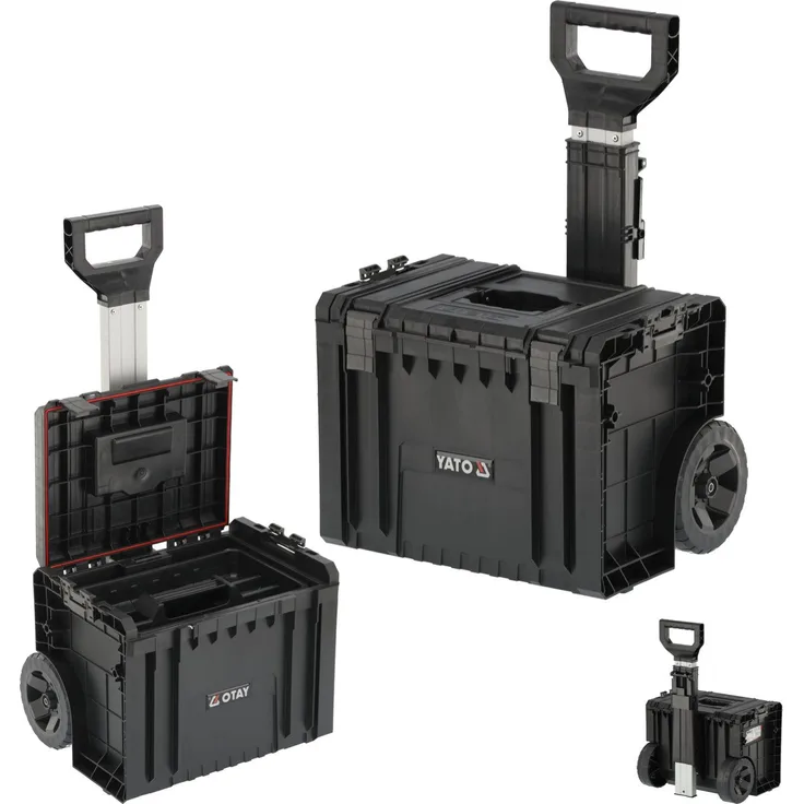 TRIZERATOP Werkzeugkoffer Systemkoffer, 34x45x38cm mit Rädern (komplett) - Profi Werkzeugkoffer auf Rädern, Spritzwasserschutz, gummibeschichtete Räder