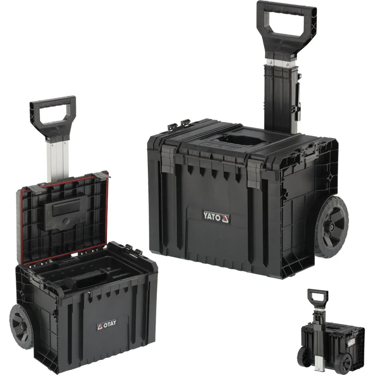 TRIZERATOP Werkzeugkoffer Systemkoffer, 34x45x38cm mit Rädern (komplett) - Profi Werkzeugkoffer auf Rädern, Spritzwasserschutz, gummibeschichtete Räder