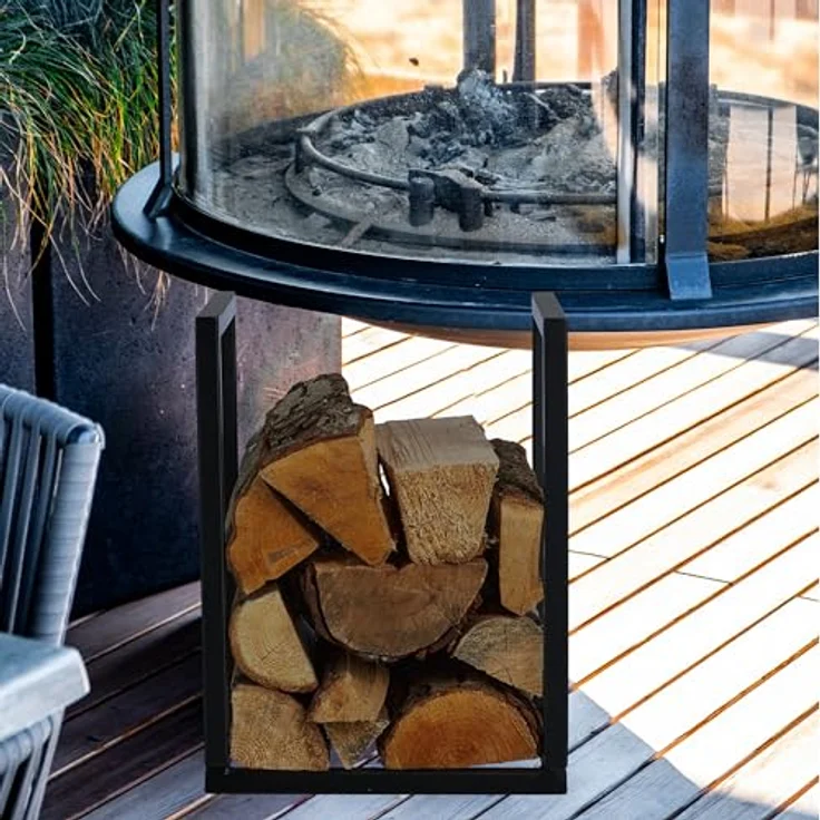 Relaxdays Kaminholzregal, Metall, 40x30x30 cm, schwarz, für Feuerholz und Stapelholz, robust und modern – Bild 5