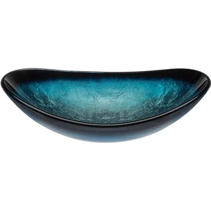Mai & Mai Aufsatzwaschbecken Glaswaschbecken Handwaschbecken Waschbecken Glas Waschschale Oval Blau BxTxH 53,5x35,5x16 cm Minerva08 – Bild 4
