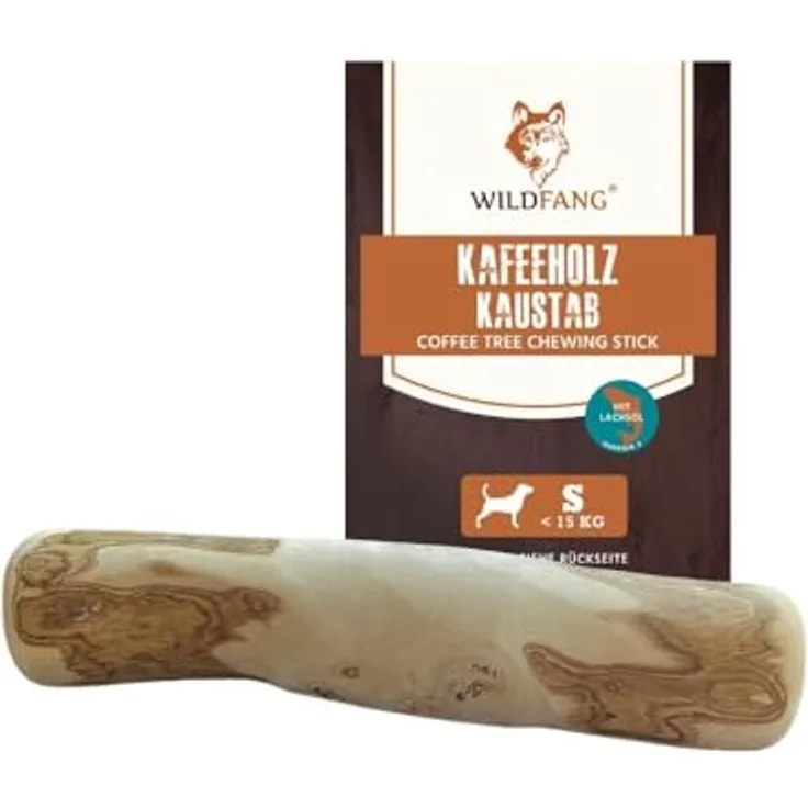 Wildfang® Kauwurzel aus Kaffeeholz mit Lachsöl, langlebiges Kauspielzeug für Hunde, Zahnpflege & Kaumuskel Training, Größe S