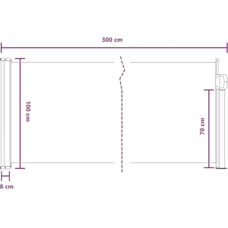 vidaXL Ausziehbare Seitenmarkise Anthrazit, 300 x 100 cm, UV-beständig, wasserabweisend, mit Stahlrahmen und automatischem Rückziehmechanismus – Bild 2
