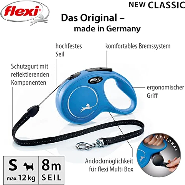 flexi New CLASSIC Seil-Rollleine blau S – 8m – Bild 2