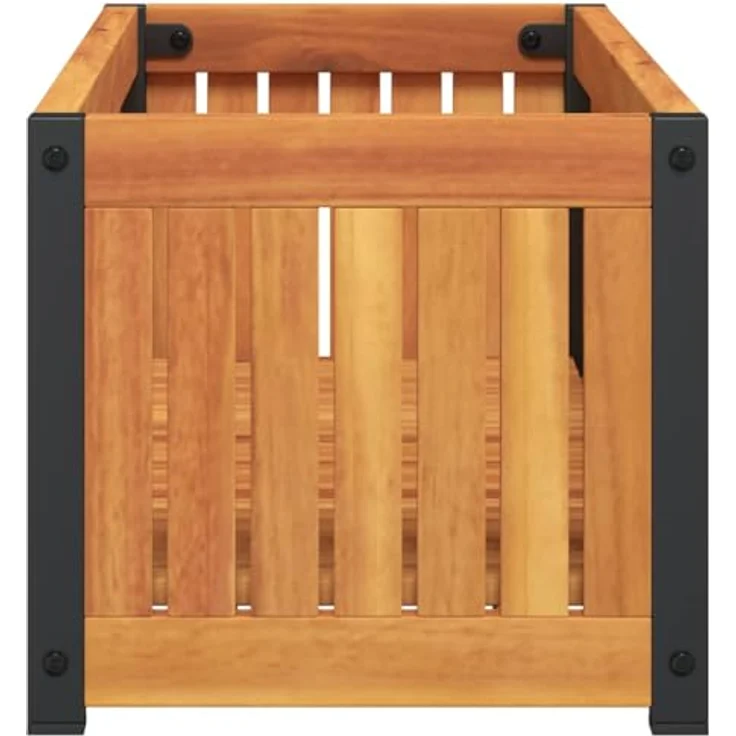 vidaXL Pflanzkübel 80x30x27,5 cm Massivholz Akazie und Stahl, stabil, wetterbeständig, dekorativ – Bild 5