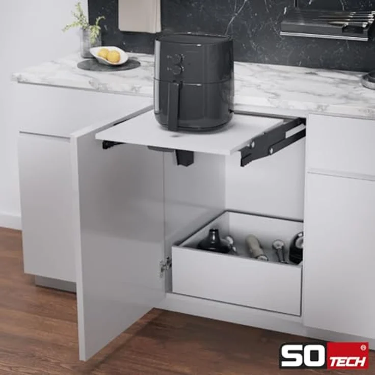 Kesseböhmer ChefsTable Parallelschwenkmechanik für Unterschrank, belastbar bis 16 kg, Schwenkbeschlag für Küchengeräte – Bild 2