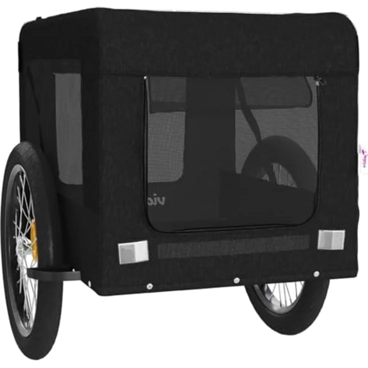 vidaXL Hunde-Transportbox Fahrradanhänger Schwarz Oxford-Gewebe & Eisen, robust, komfortabel, sicher – Bild 6