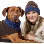 HUNTER Hundepullover Odense mit Mütze (Set) braun/blau, Größe 75 - Warmes Strickpullover- und Mützenset für kalte Tage