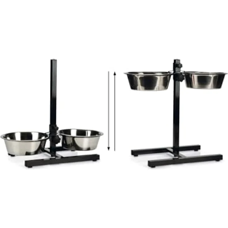 Beeztees BZ NAPFSTAENDER MIT 2X25CM EDE (5.06 l), Futternapf, Edelstahlnäpfe, Anti-Slip, spülmaschinenfest, schwarz – Bild 5