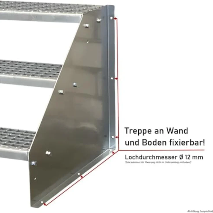 SRM Design 3 Stufen Standtreppe Modell 1, verzinkt, Breite 90 cm, Höhe 63 cm, ohne Geländer, rutschfeste Trittflächen – Bild 3