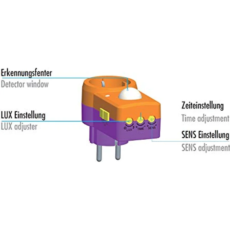 conecto Infrarot Bewegungsmelder für Steckdose innen Zwischenstecker LED 120° IP20 Dämmerungssensor (1 Stück), weiß – Bild 4