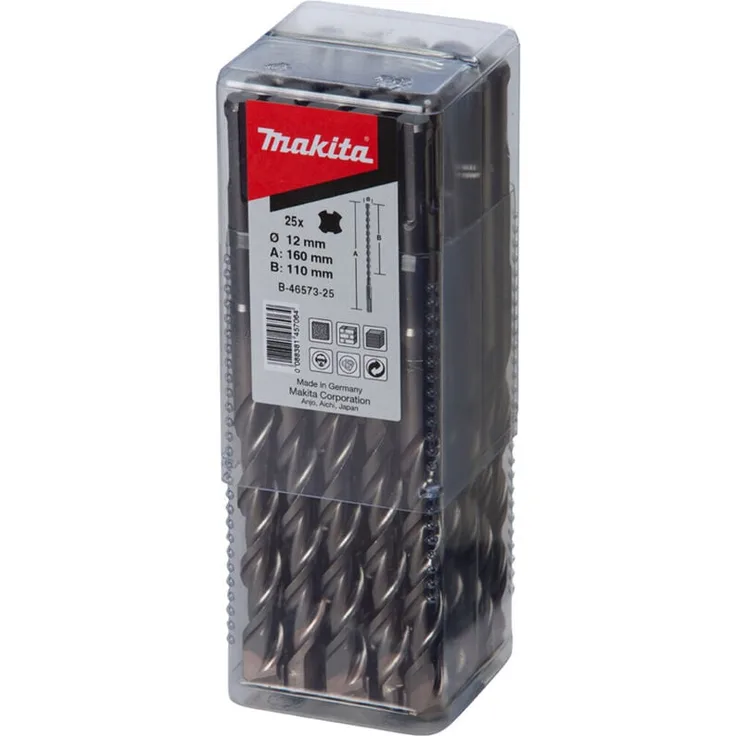 Makita Hm Bohrer v-plus, ø 5,0 mm, Länge 160 mm, SDS-plus, 25 Stück