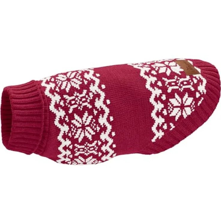 HUNTER Hundepullover Birka Farbe rot, Größe 30 - Norwegermuster, Chenille-Garn, Waschbar bei 30 °C