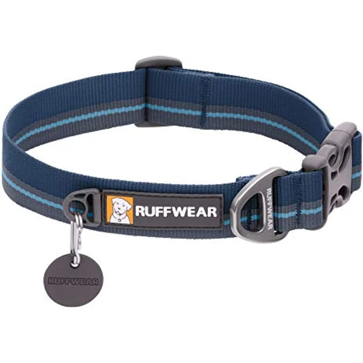 RUFFWEAR Flat Out Collar, Klassisches Hundehalsband für Große bis Sehr Große Hunderassen, Einstellbare Passform, Größe L (51-66 cm), Blue Horizon – Bild 1