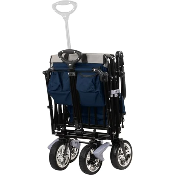 Zelsius Bollerwagen faltbar mit Dach, Transportwagen mit Gurtsystem, blau/grau, 87,5 Liter Nutzvolumen, 90 kg belastbar, abnehmbares Sonnendach – Bild 5